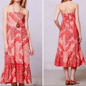 Anthropologie VTG Western Boho Style Paisley Strapless Dress by Holding Horses